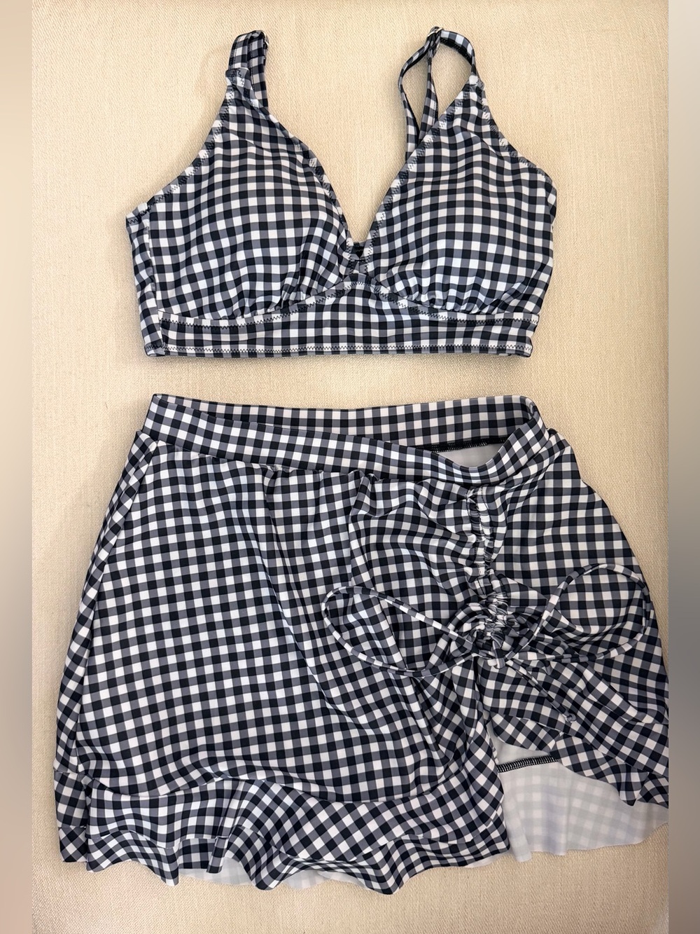 Blooming Jelly High Waisted Tummy Control Bikini Set in Black and White